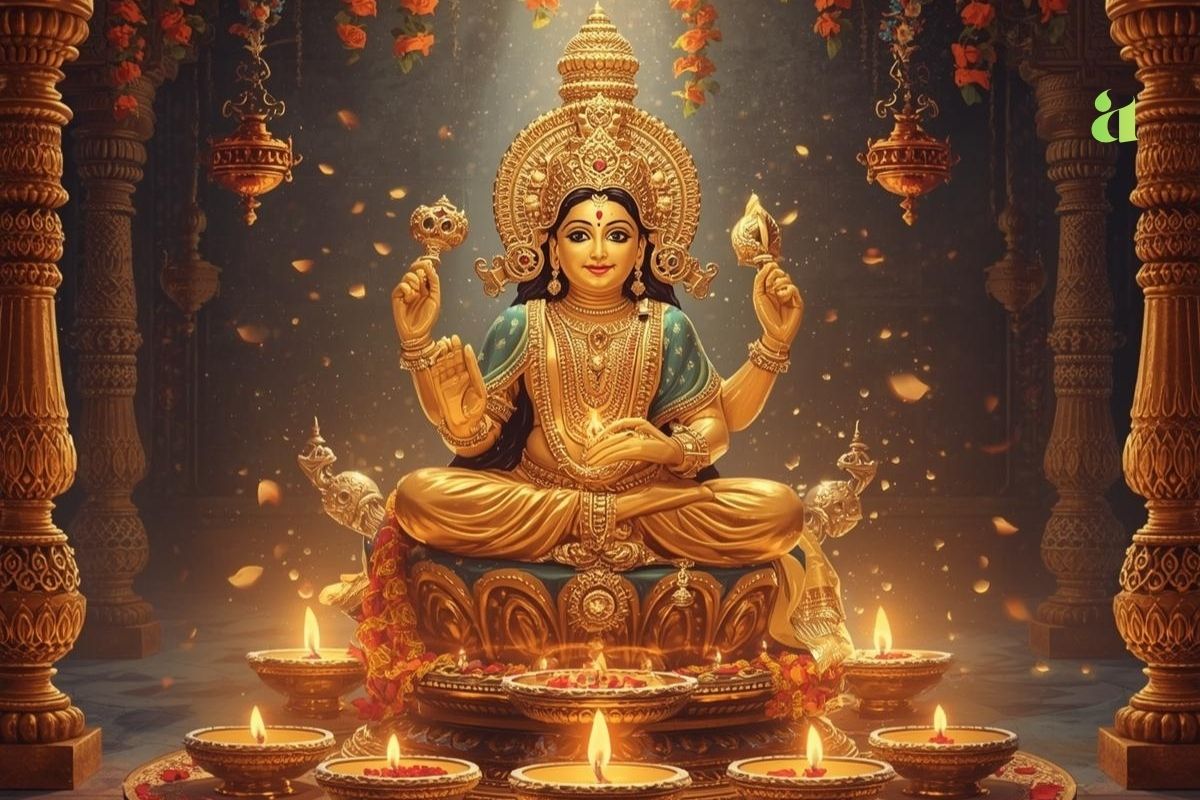 दीपक और पुष्पों के साथ अक्षय तृतीया का आध्यात्मिक चित्र – Aarohi Stories ब्लॉग