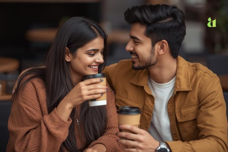 Campus couple sharing coffee at a café – the coffee girl and dreamer love story – Aarohi Blog