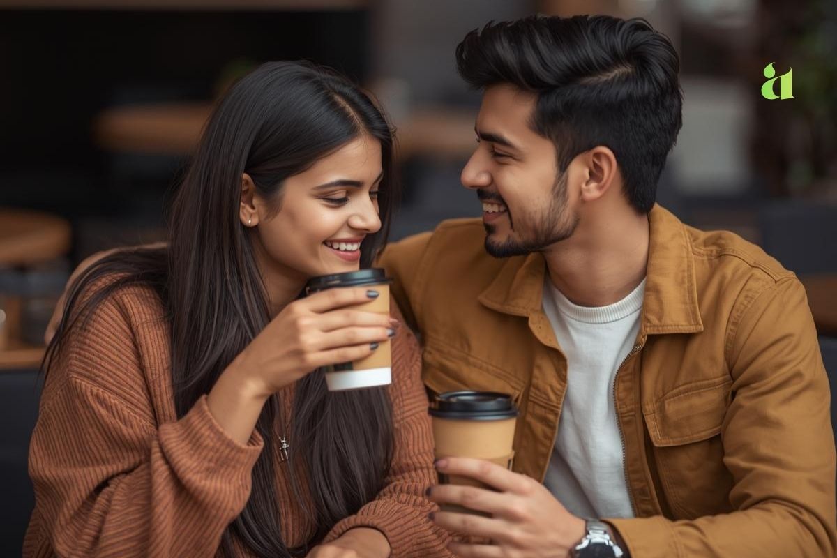 Campus couple sharing coffee at a café – the coffee girl and dreamer love story – Aarohi Blog