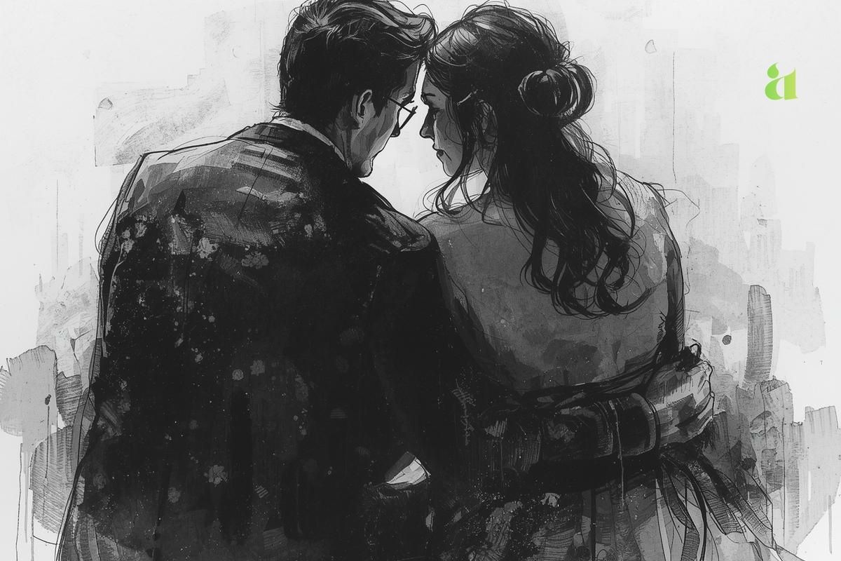 A married couple sitting together quietly, sharing emotional connection and understanding – Aarohi Blog