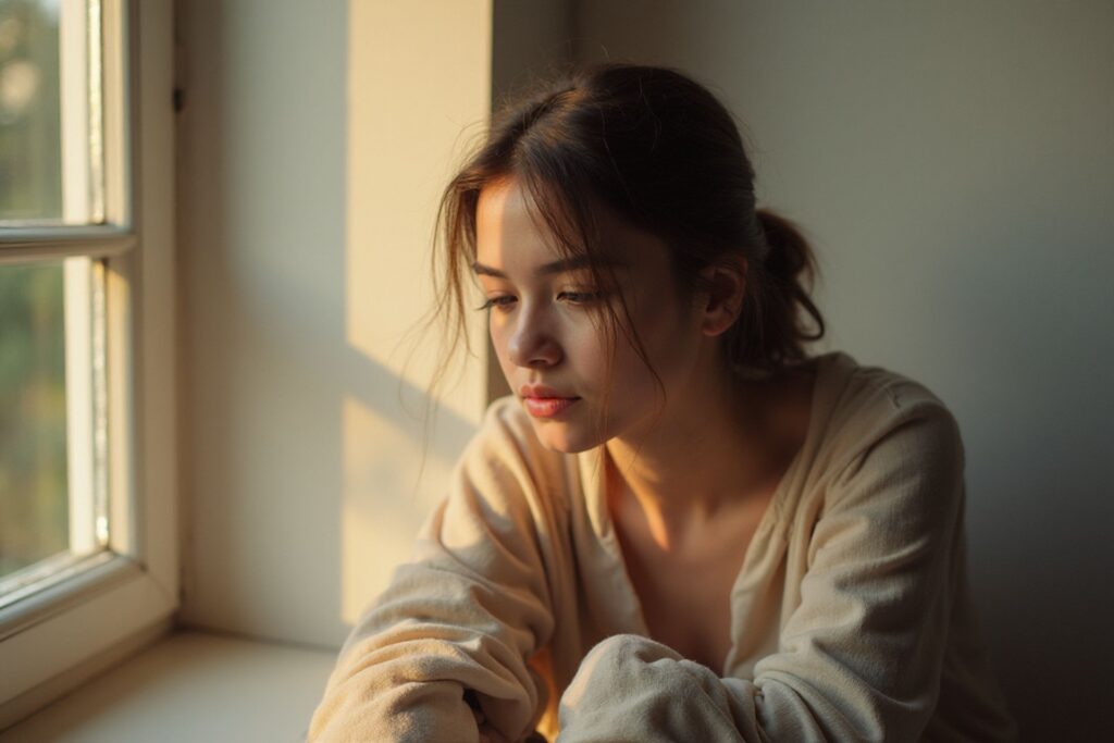 A calm moment of reflection symbolizing slowing down and mindful living