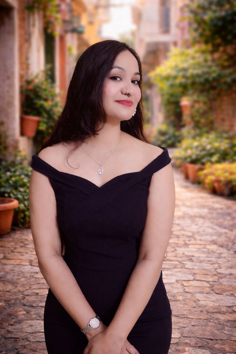 Aarohi in a quiet, reflective portrait, captured in soft light as part of a mindful personal gallery.
