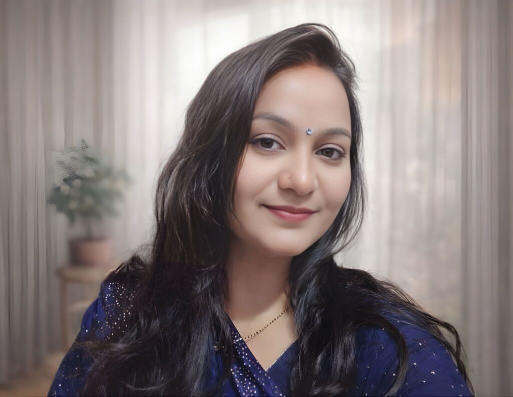 A calm portrait welcoming readers to Aarohi’s Start Here page for mindful living, wellness, and conscious growth