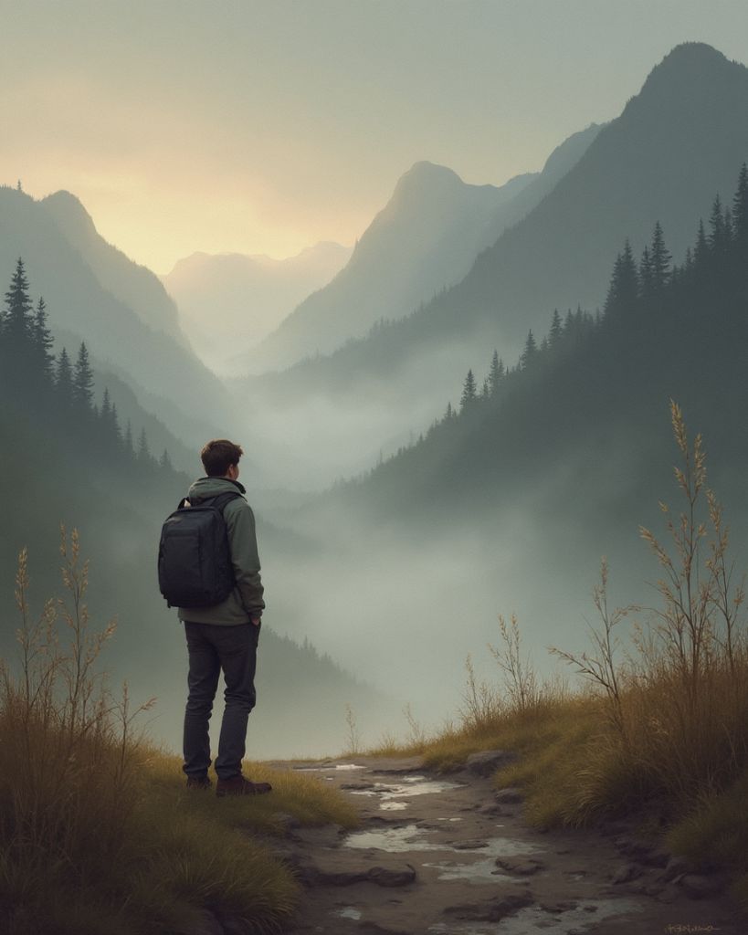 A quiet moment of mindfulness and self-awareness in nature