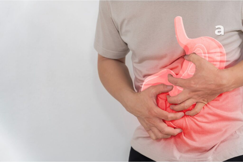 Infographic highlighting common signs of poor gut health, including bloating, fatigue, constipation, and digestive discomfort.