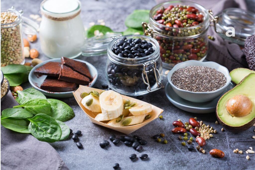Magnesium-rich daily meal plan with oats dal leafy greens nuts and legumes