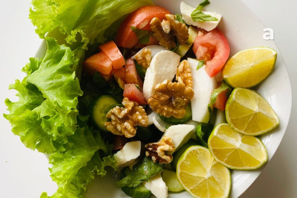 Healthy omega-3 meal ideas with salmon flaxseed chia seeds walnuts and vegetables