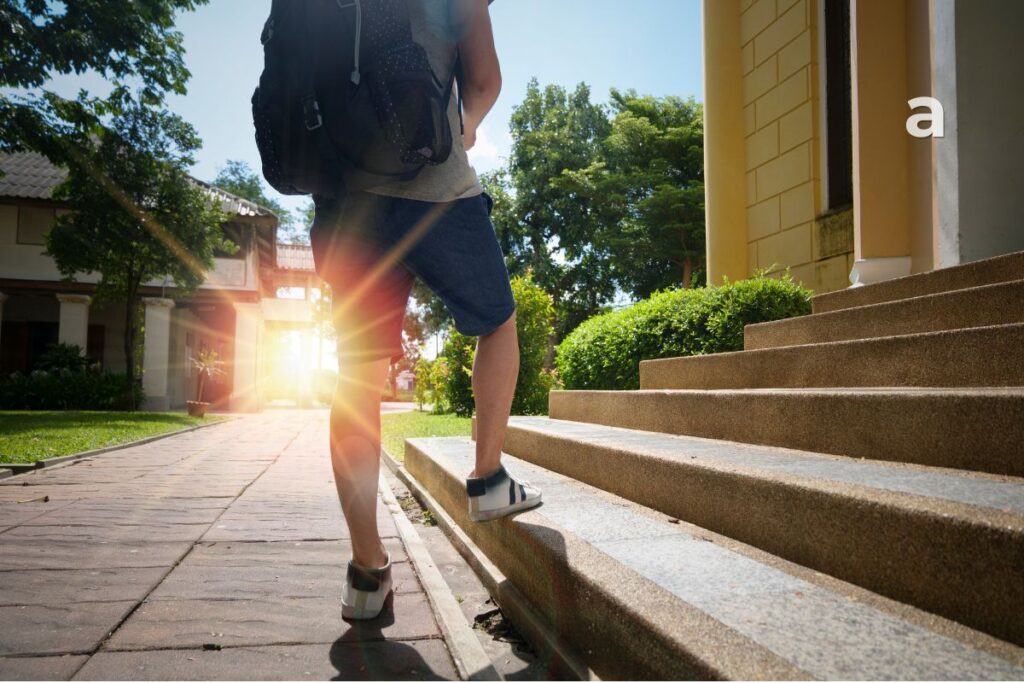 A man taking his first small step toward starting again